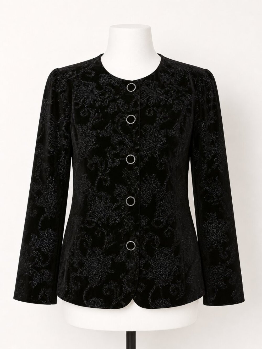 R & K Evening Vintage Jacket Black with Multi-Colored Beading Size 16 EUC